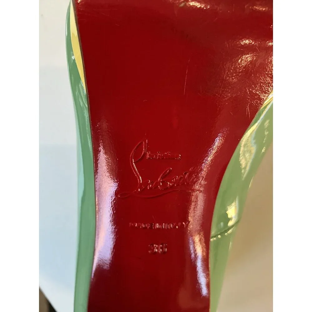 Louboutin Green Colorblock Heels - Picture 6 of 7